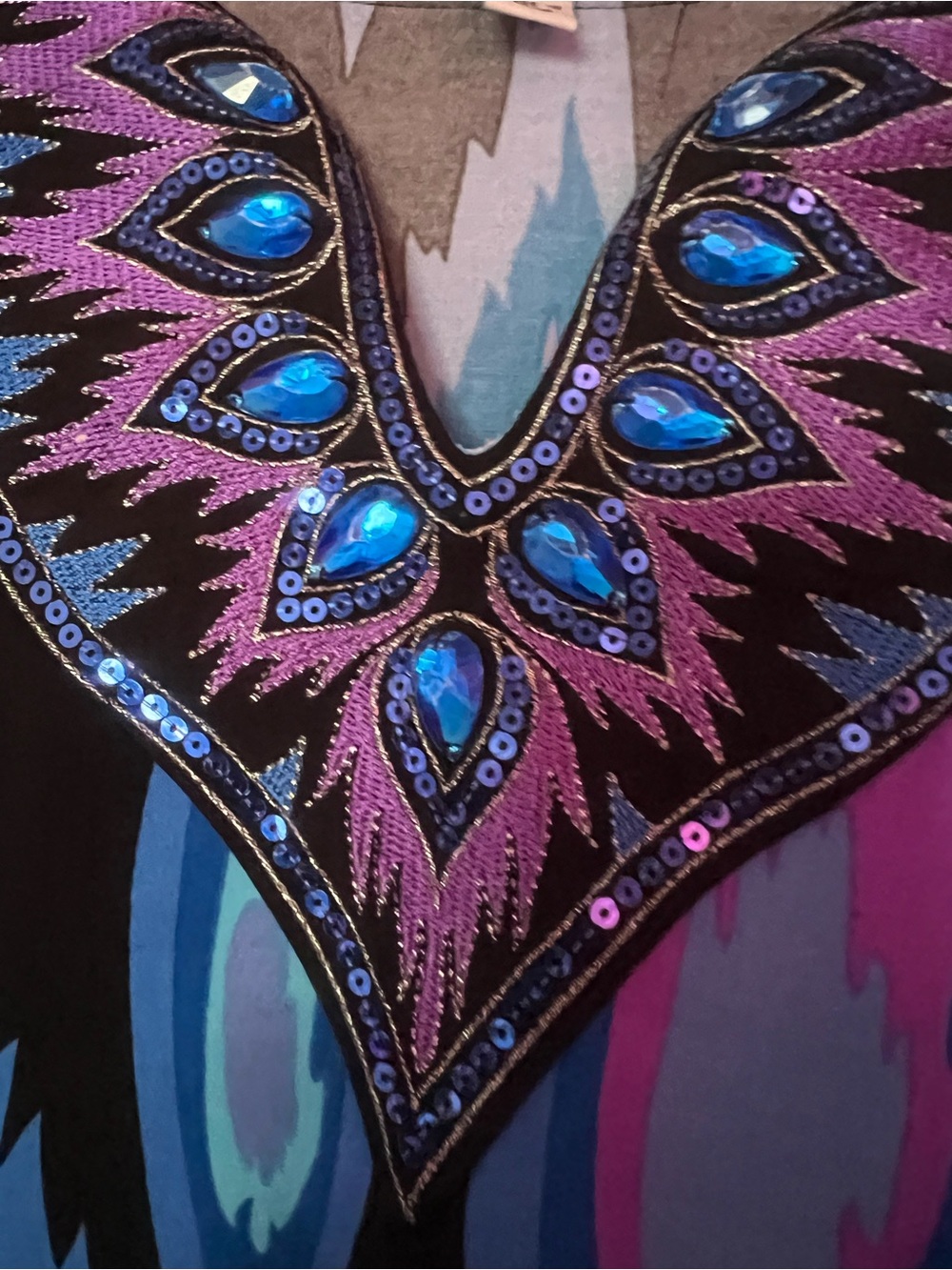 Vintage Bob Mackie Blue & Purple bohemian style V‑Neck Maxi Dress - Picture 8 of 11